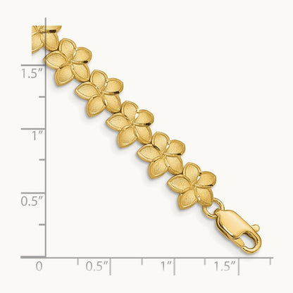 Brushed & D/C Plumeria Bracelet, 14K