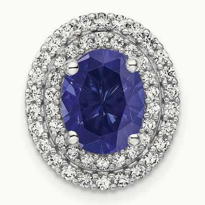 Created Blue Sapphire Chain Slide, 0.20 ct tw Lab-Grown Diamond