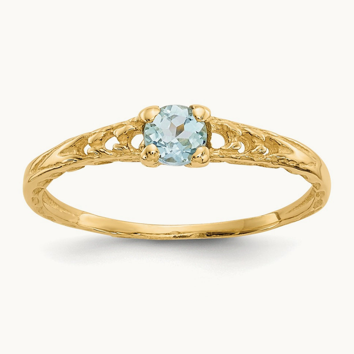 Madi K Aquamarine Birthstone Baby Ring, 3mm, 14K