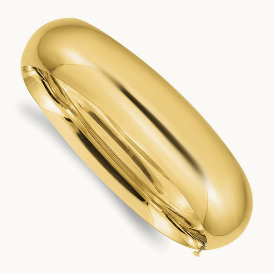 11/16 Oversize High Polished Hinged Bangle Bracelet, 14K