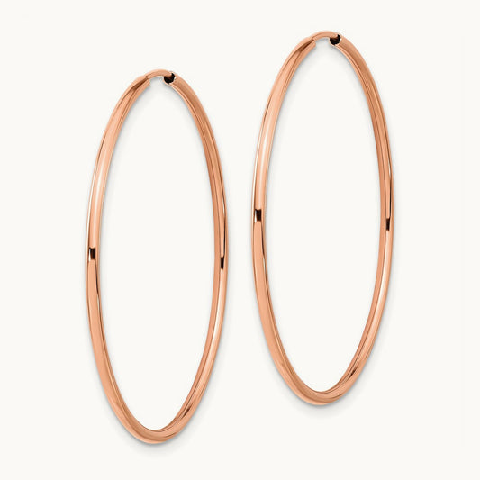 Polished Endless Tube Hoop Earrings, 1.50mm, 14K Rose Gold