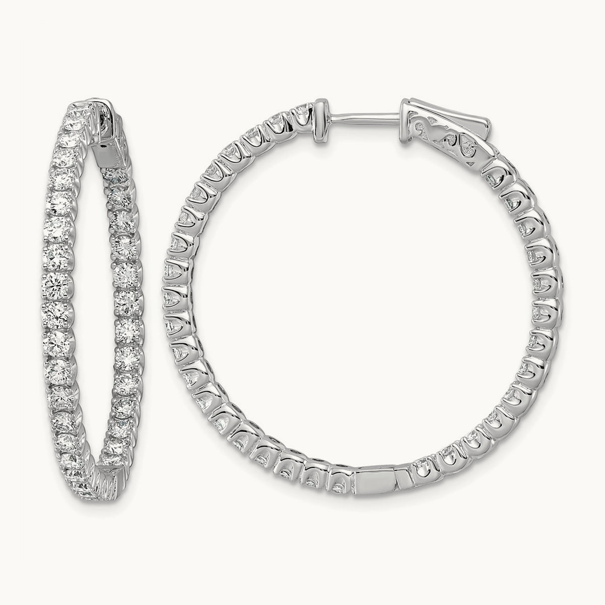 In/Out Safety Clasp Hoop Earrings, 3.00 ct tw Lab-Grown Diamond