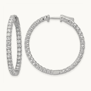 In/Out Safety Clasp Hoop Earrings, 3.00 ct tw Lab-Grown Diamond