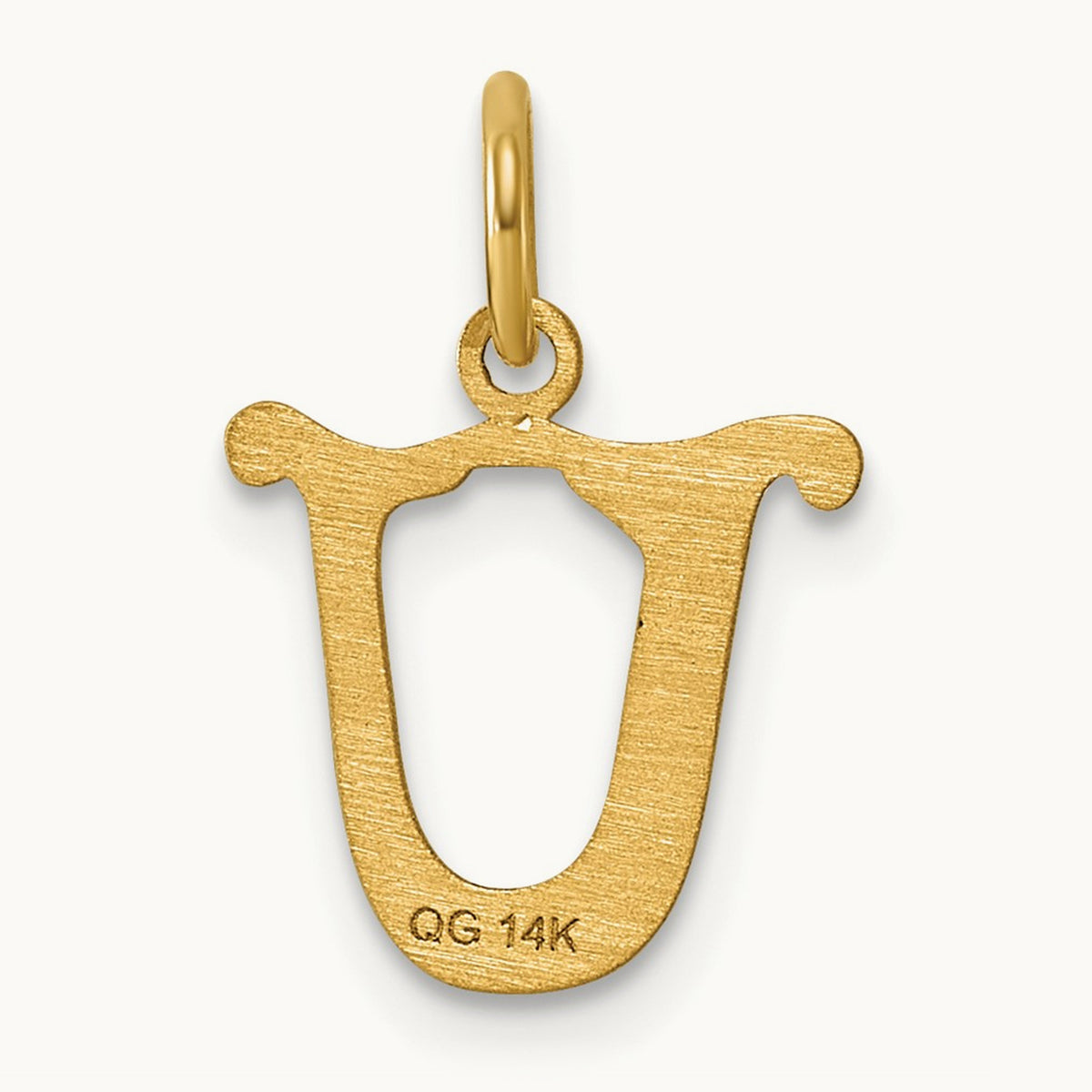 Letter U Initial Charm, 14K