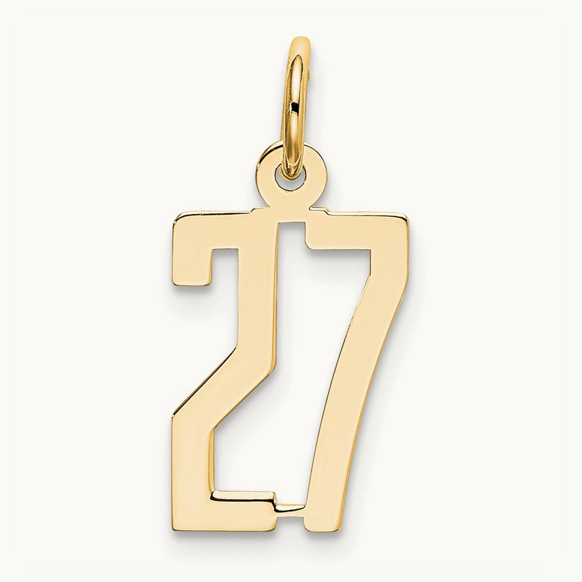 Small Elongated Number 27 Charm, 14K