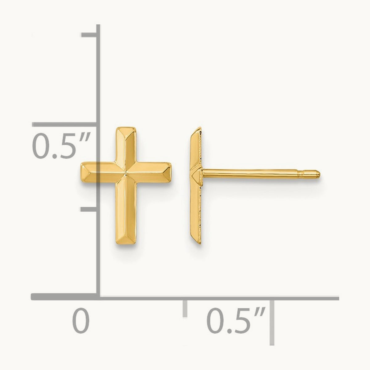 Madi K Polished 3D Cross Post Earrings, 14K