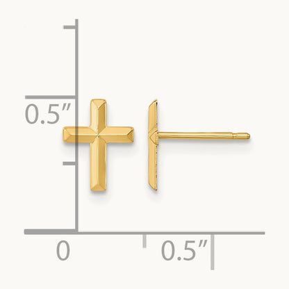 Madi K Polished 3D Cross Post Earrings, 14K