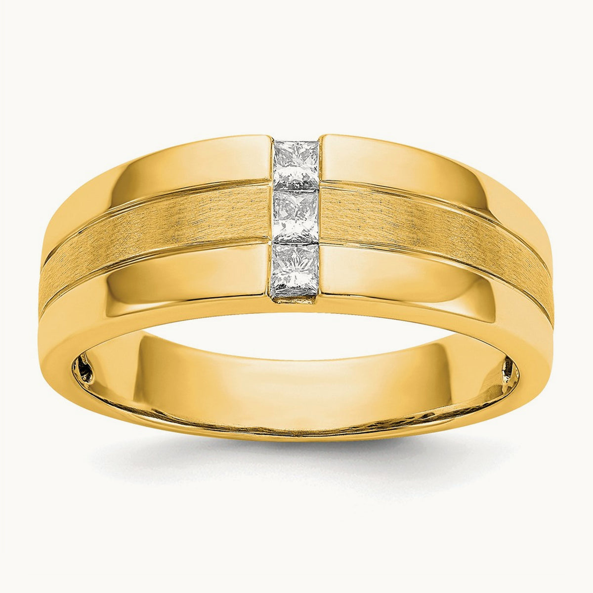 Polished/Satin Men's Ring — 14K Yellow Gold, 10