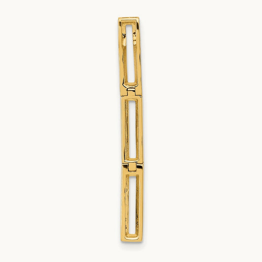 Polished Rectangle Link Diamond Chain Slide Pendant, 14K