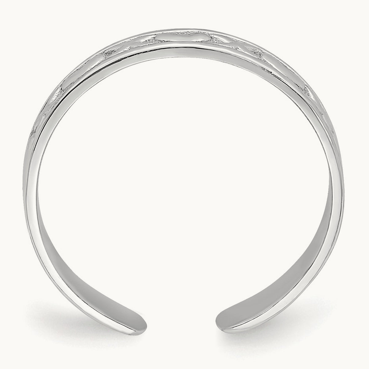 Small X and Hearts Adjustable Toe Ring — 14K White Gold