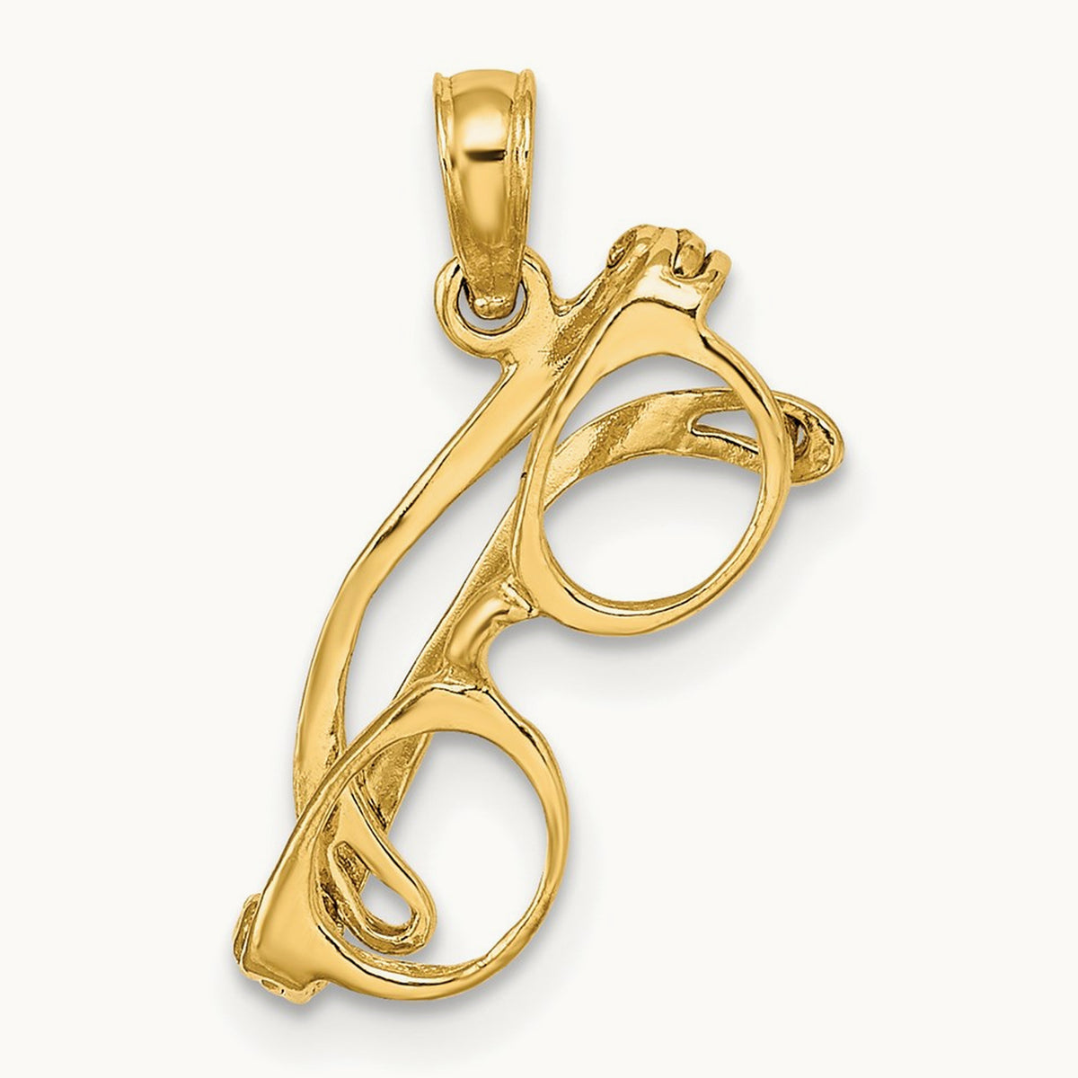 3-D Moveable Glasses Charm — 14K Yellow Gold