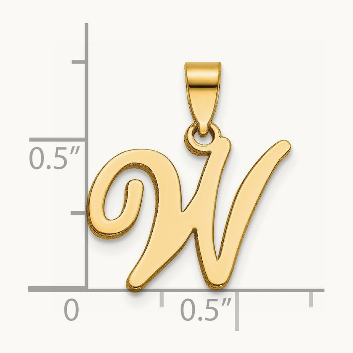 Script Letter W Initial Pendant, 14K Yellow Gold