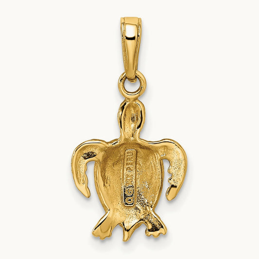 Green Enameled Sea Turtle Pendant — 22mm