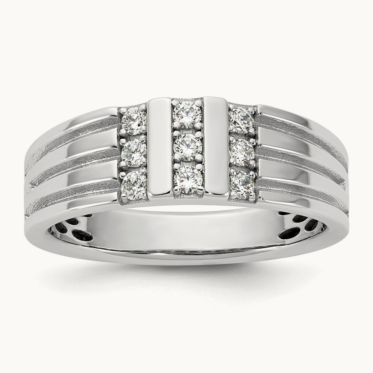 IB Goodman Mens Polished Complete 1/3ct Diamond Ring, 14K White Gold