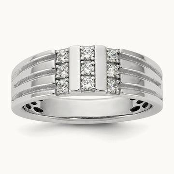 IB Goodman Mens Polished Complete 1/3ct Diamond Ring, 14K White Gold