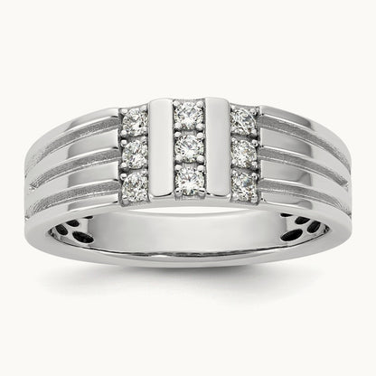 IB Goodman Mens Polished Complete 1/3ct Diamond Ring, 14K White Gold