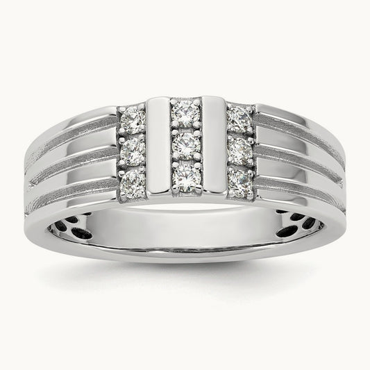 IB Goodman Mens Polished Complete 1/3ct Diamond Ring, 14K White Gold