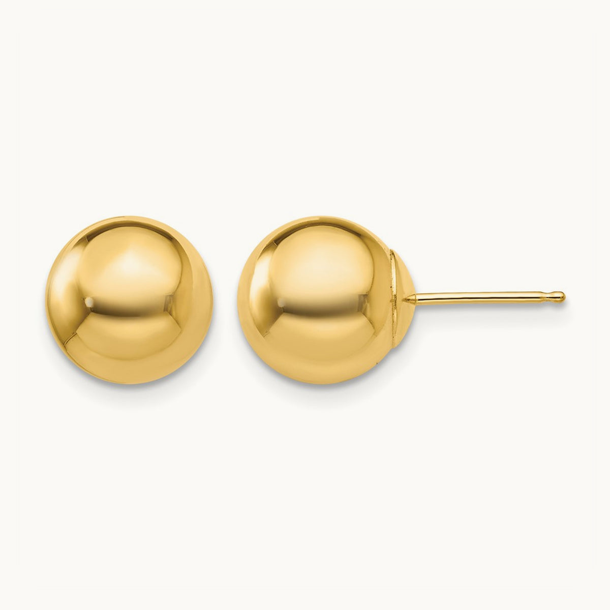 Polished Ball Post Earrings — 14K Yellow Gold, 9mm