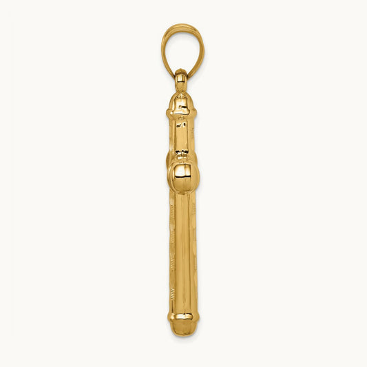 Hollow Diamond-cut Cross Pendant, 14K