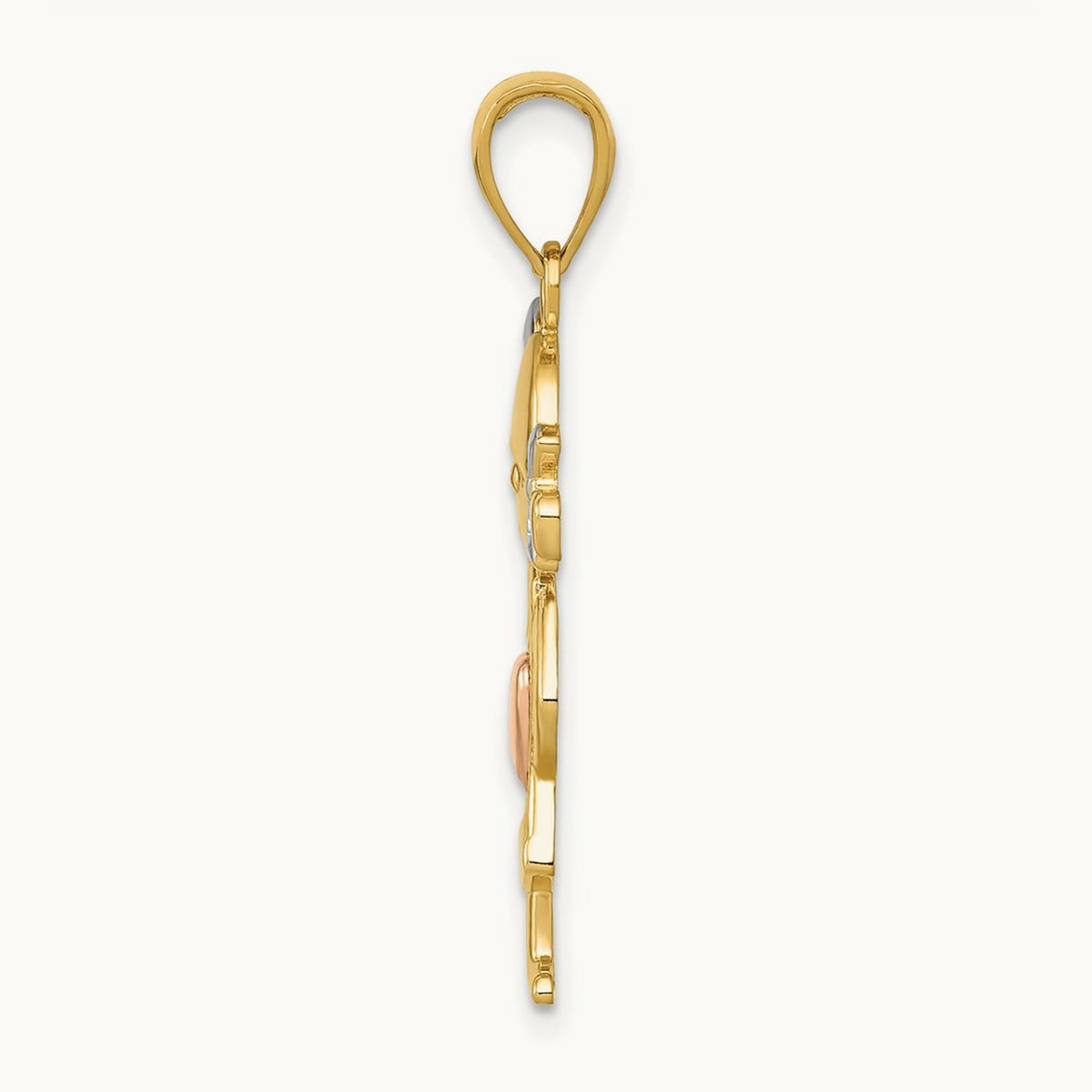 w/Rhodium Girl Pendant, 14K Yellow with Rose Gold