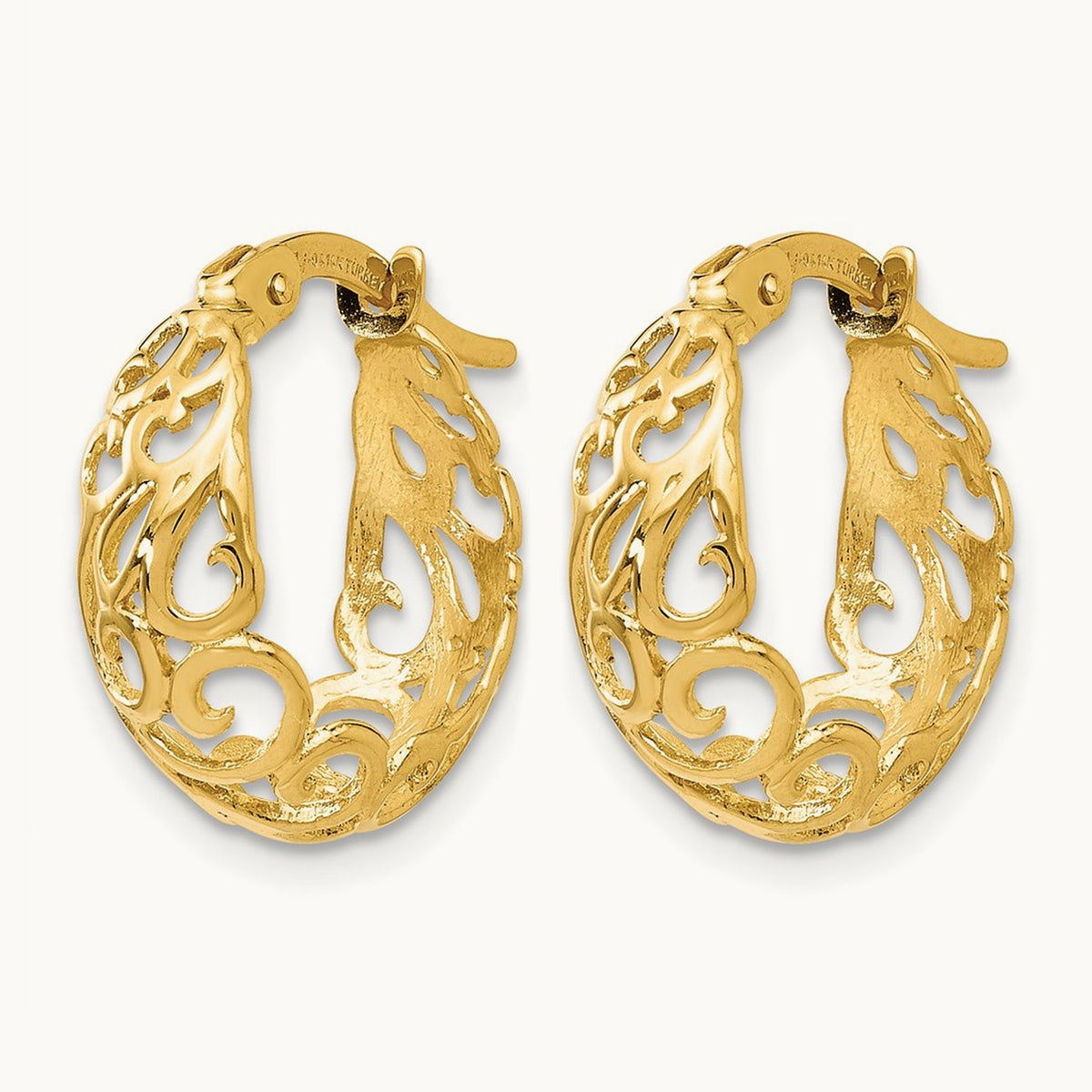 Polished Filigree Hoop Earrings, 14K — Leslie's