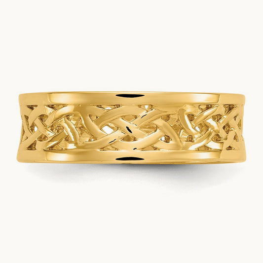 Polished Celtic Knot Band, 14K