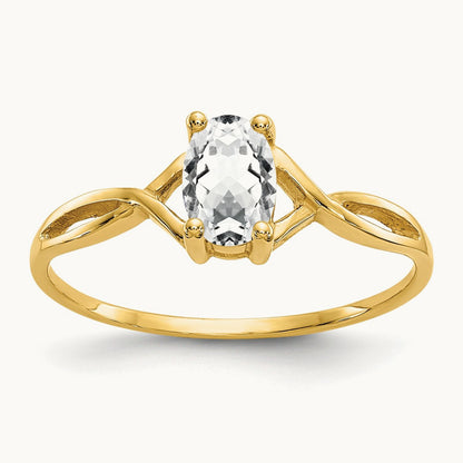Topaz Birthstone Ring, 14K White