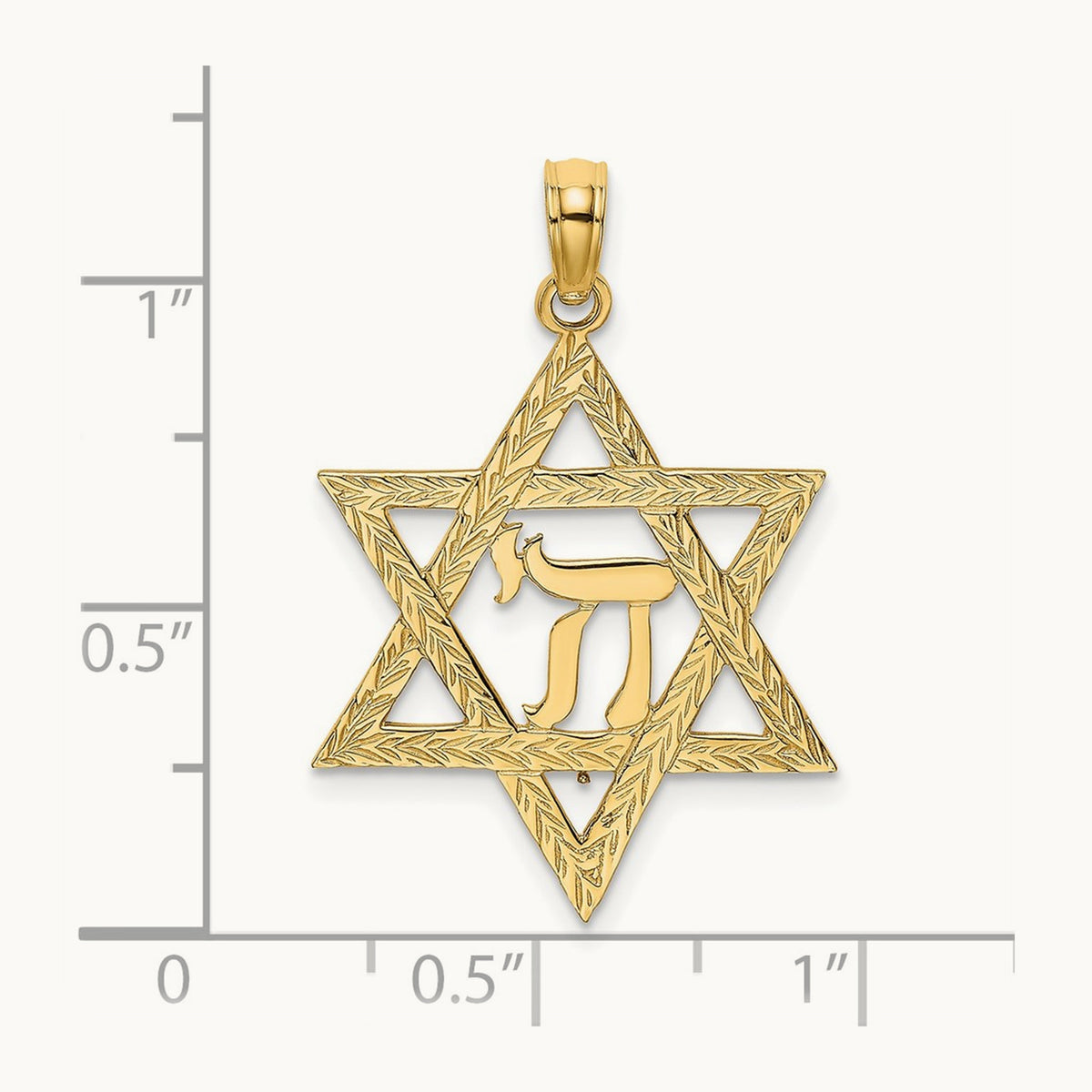 Star of David W/ Chi Center Charm, 14K