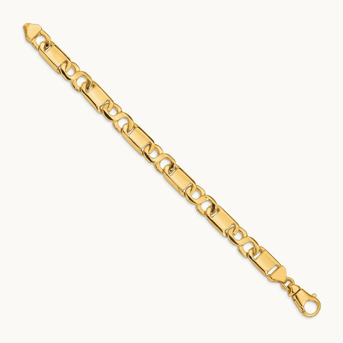 Hand-polished Fancy Link Bracelet, 10.4mm, 14K