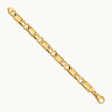 Hand-polished Fancy Link Bracelet, 10.4mm, 14K