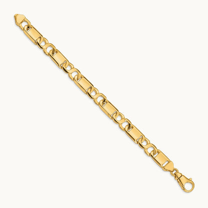 Hand-polished Fancy Link Bracelet, 10.4mm, 14K