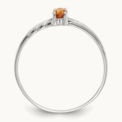 Citrine Birthstone Ring, 14K White Gold