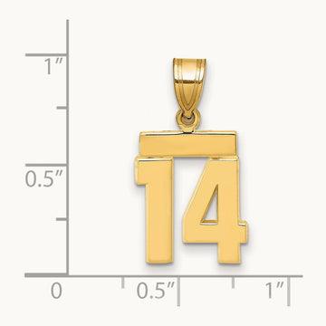 Small Polished Number 14 Charm, 14K