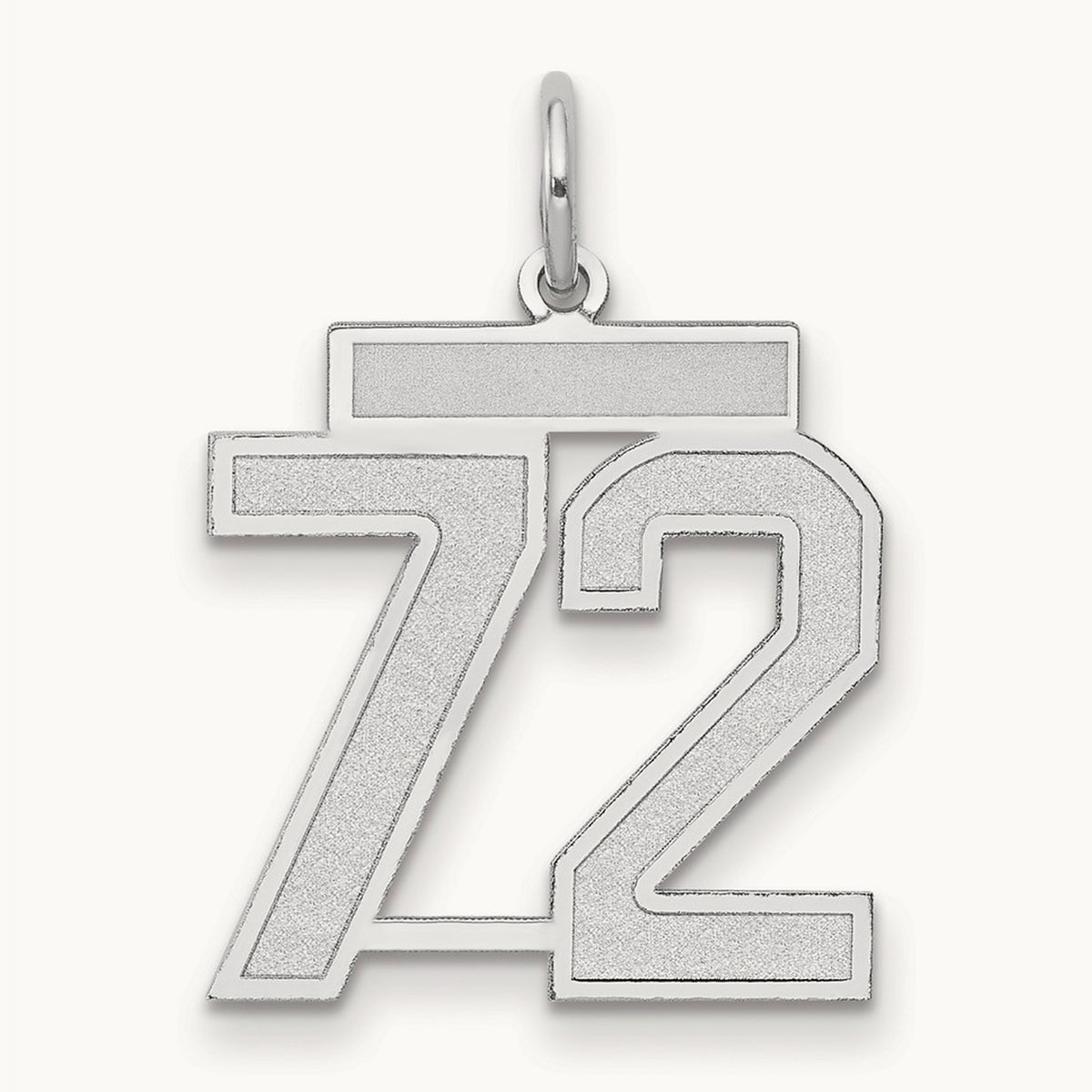 Medium Satin Number 72 Charm, 14K White Gold
