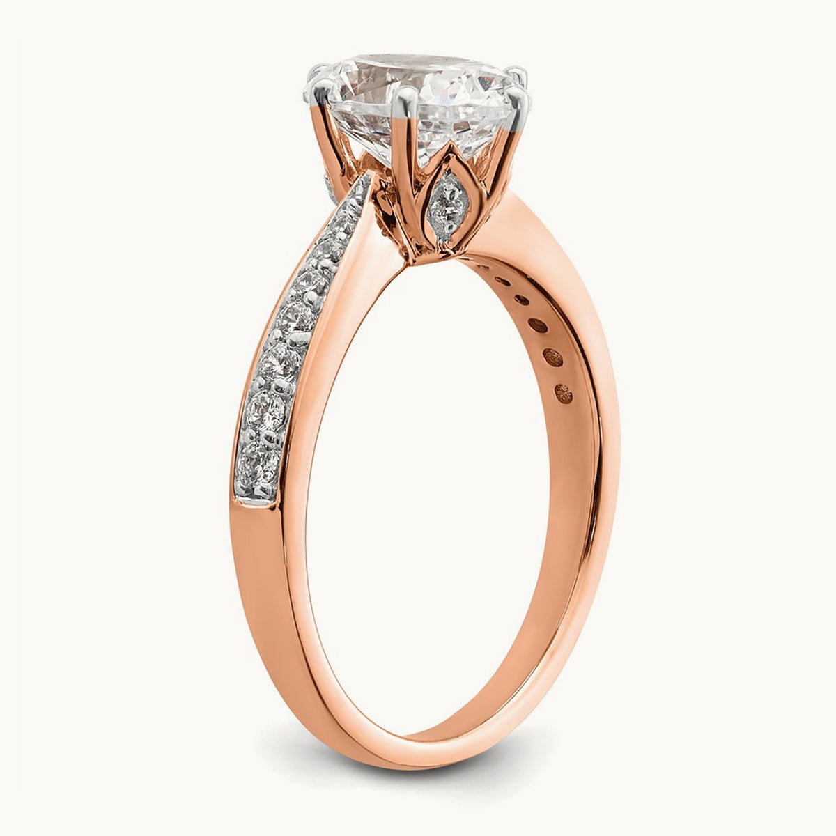 Oval Leaf Design Semi-Mount Ring — 1 1/2 ct, 7