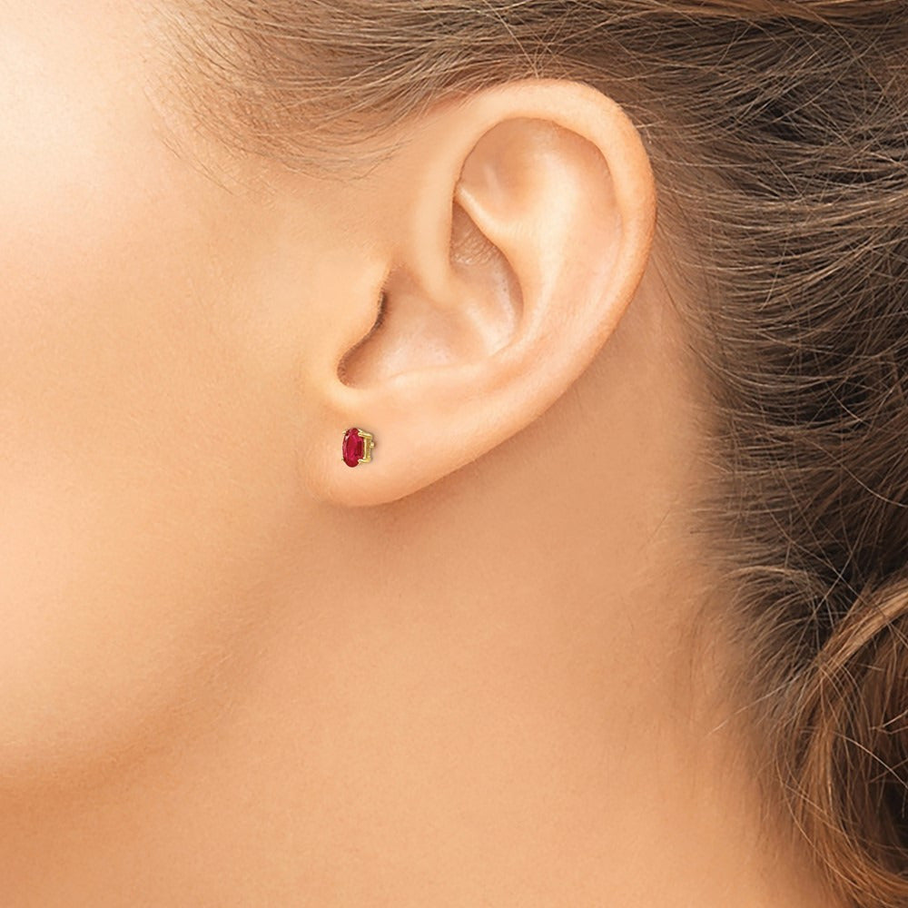 Ruby Post Earrings — 14K Yellow Gold