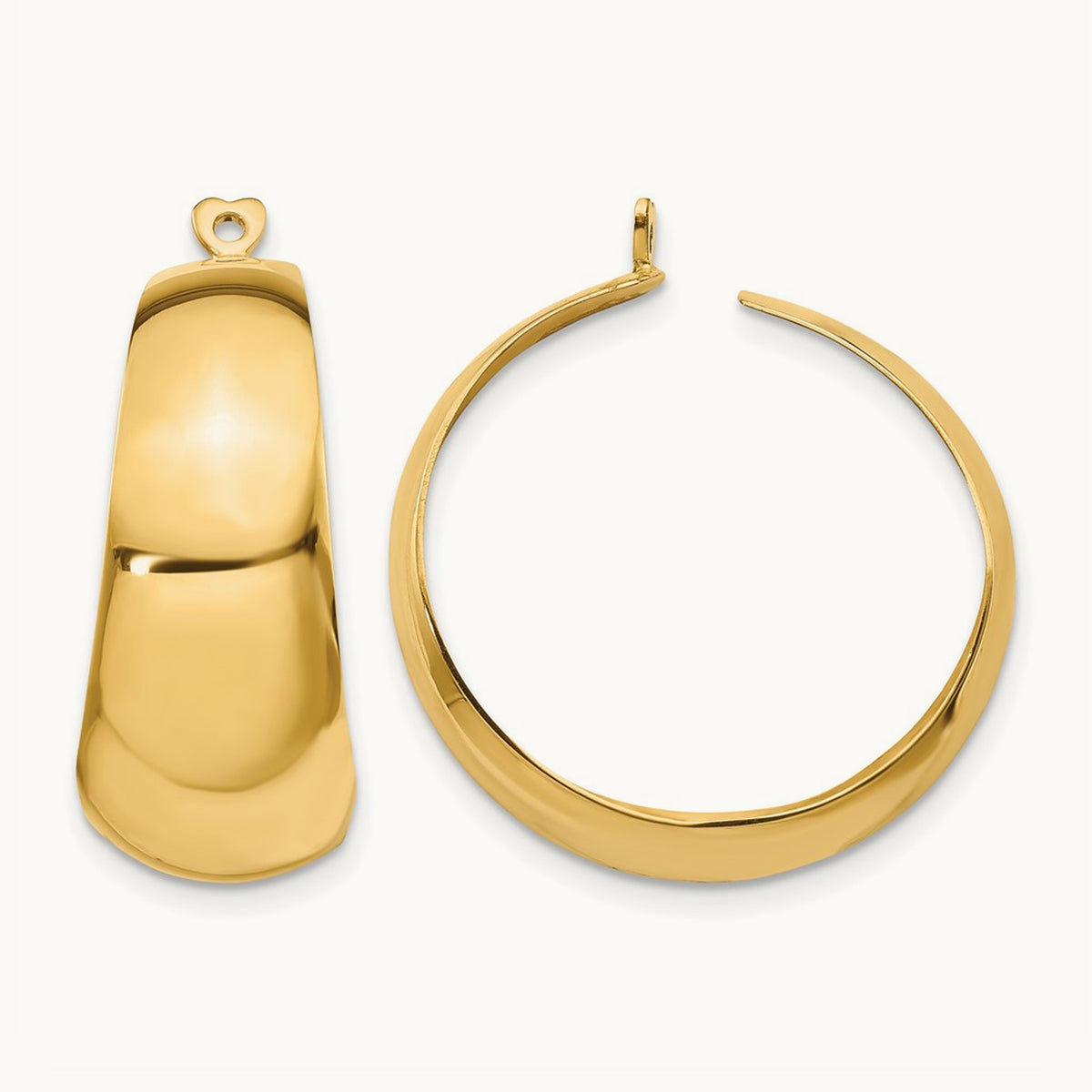 Polished Hoop Earring Jackets — 14K Yellow Gold, 28mm