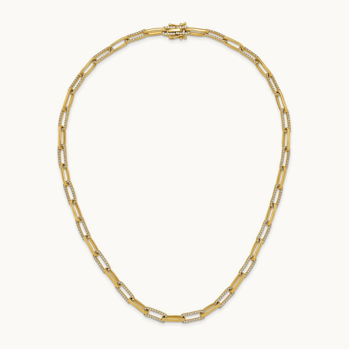 Fashion Paperclip Necklace, 3.75 ct tw Lab-Grown Diamond — 14K Yellow Gold