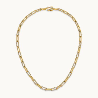 Fashion Paperclip Necklace, 3.75 ct tw Lab-Grown Diamond — 14K Yellow Gold