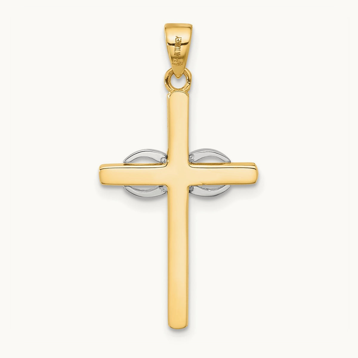 Polished Infinity Cross Pendant, 14K Two-tone