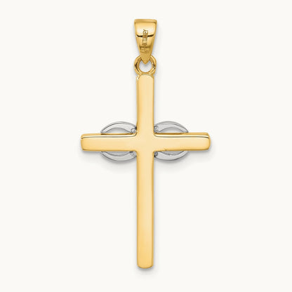 Polished Infinity Cross Pendant, 14K Two-tone