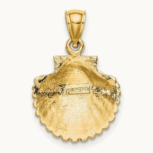 Scallop Shell Pendant, 14K
