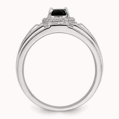 Onyx and Diamond Mens Ring, 14K