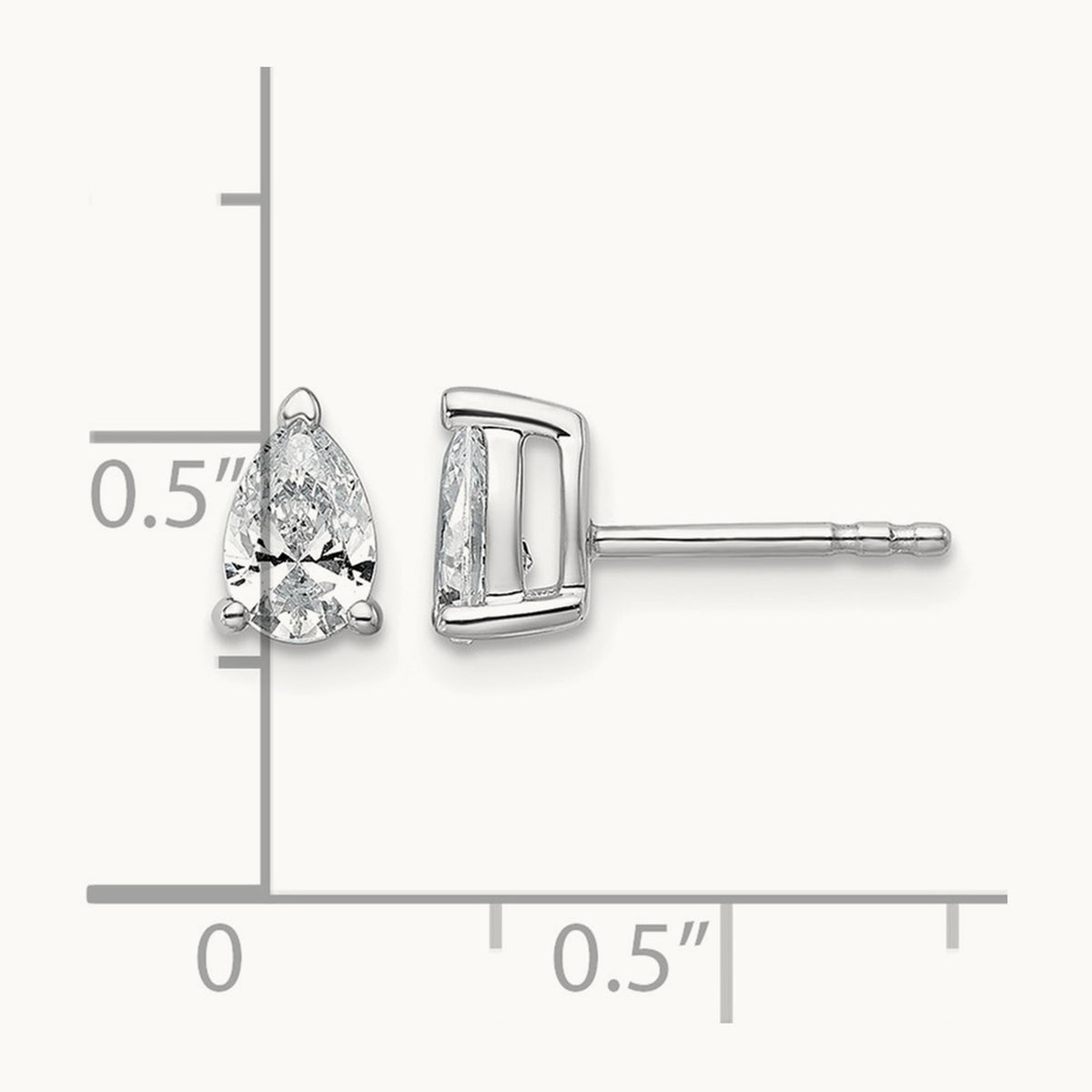 Pear 3 Prong Stud Earrings, 0.50-6.00 ct tw Lab-Grown Diamond — 3/4 ct, 14K White Gold