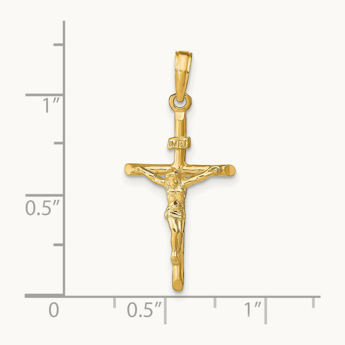 Stick Style Crucifix Pendant — 14K Yellow Gold