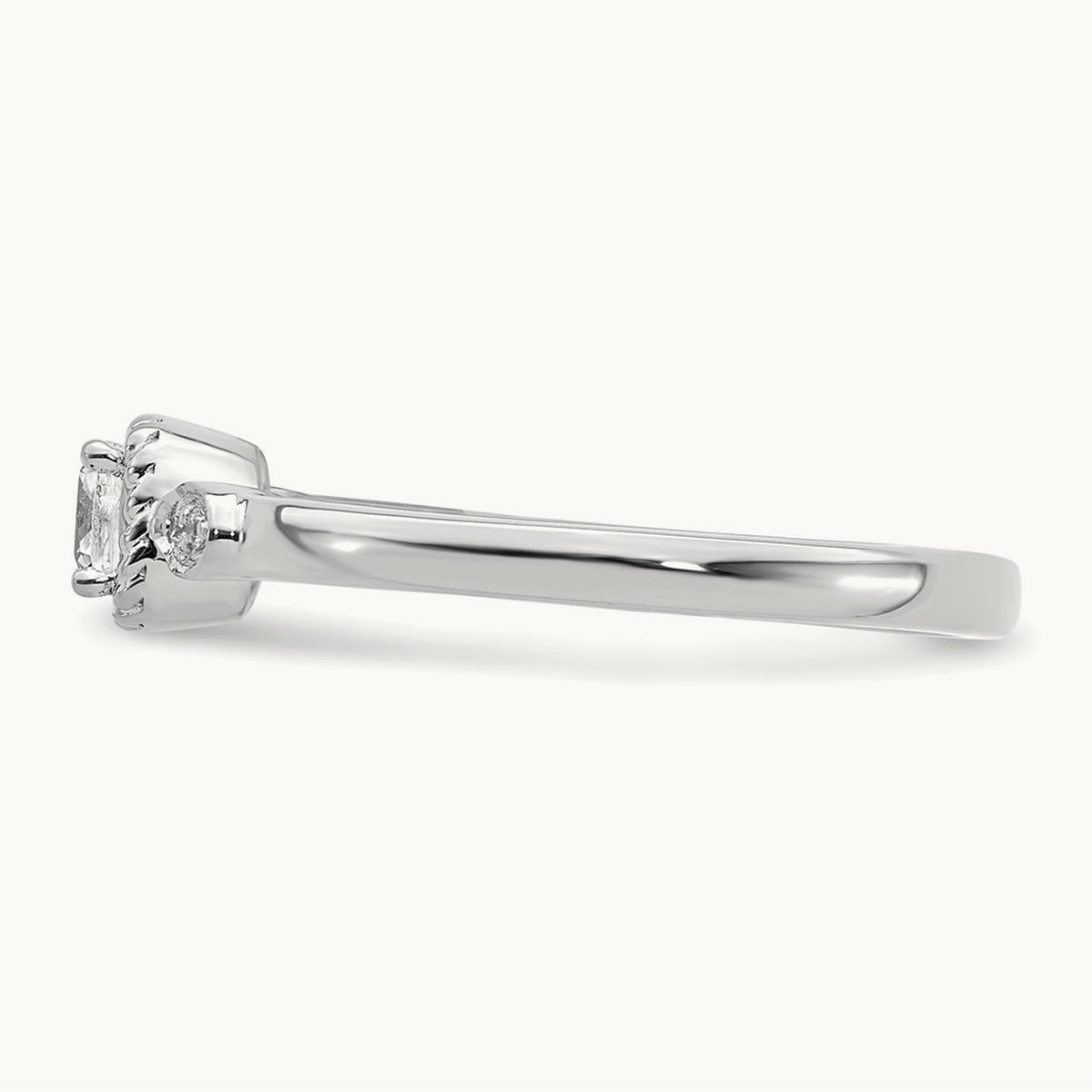 Petite Rope Edge Cushion Complete Dia Ring, 14K White Gold