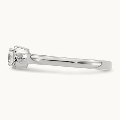 Petite Rope Edge Cushion Complete Dia Ring, 14K White Gold