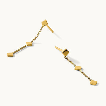 Polished Diamond-shaped Disk Dangle Post Earrings, 14K — Leslie's