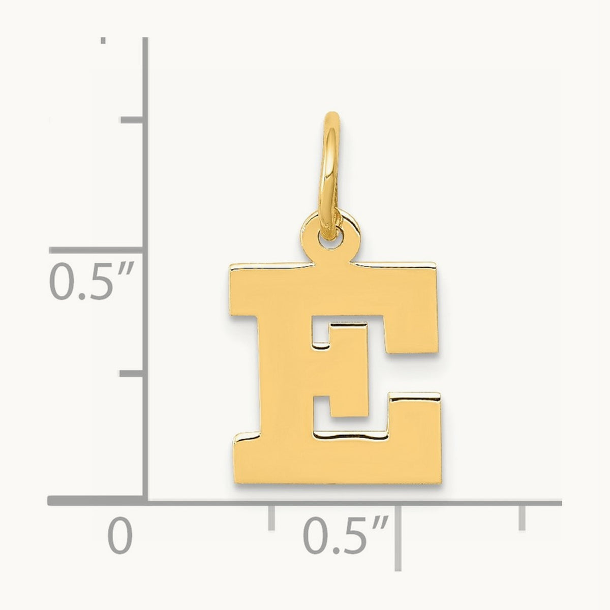 Small Block Initial Charm — 14K Yellow Gold, E