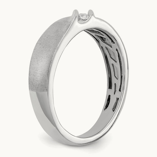 Satin Diamond Men's Ring, 14K White Gold